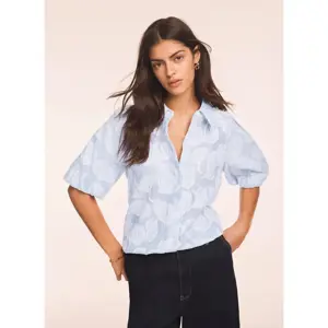 Mint Velvet Blue Cotton Jacquard Striped Shirt